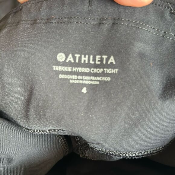 Athleta Trekkie Hybrid Crop Tight Black 4 - Picture 4 of 5